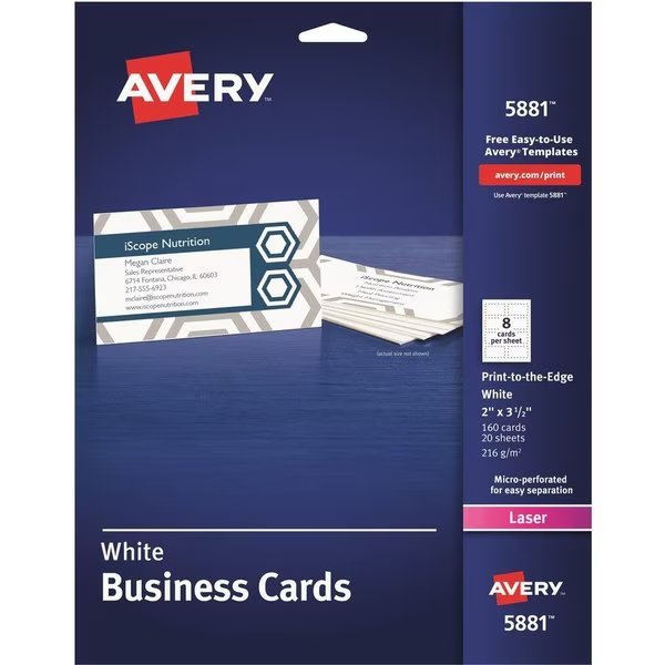 Cards, Business, Lsr, 2X3.5, We 160PK, Avery, Mfr#: AVE5881